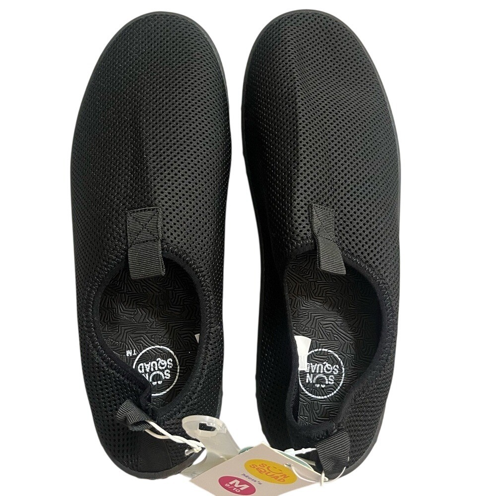 Sun Squad Mens Water Shoes Black Mesh Slip On Aqua Socks Size Medium NEW